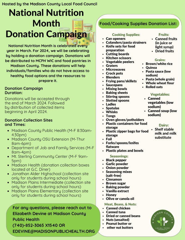 National Nutrition Month Donation Campaign - March 2024 (M-F 9am - 5 pm)